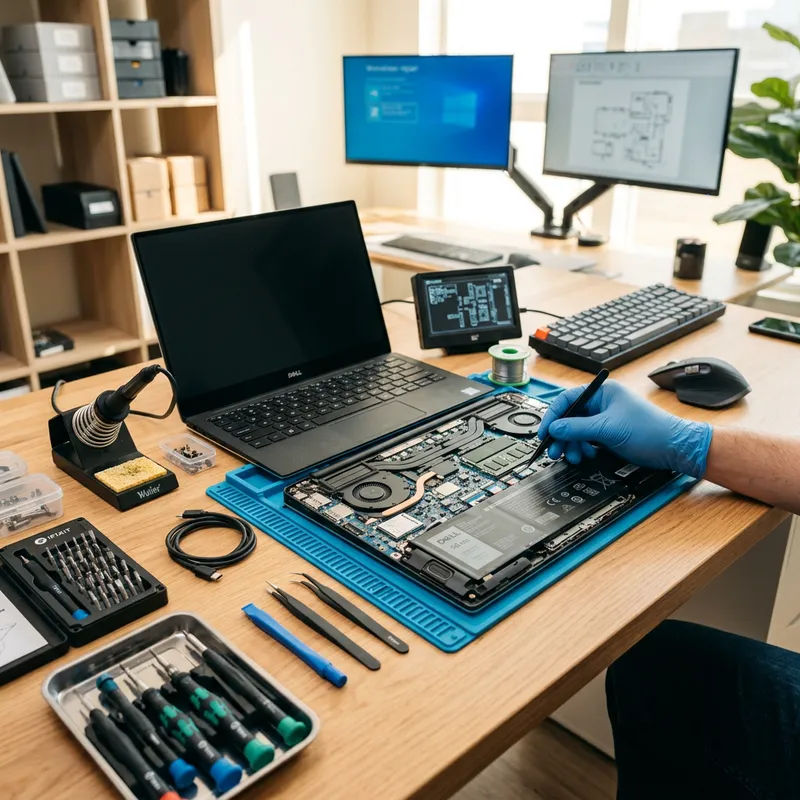 Reparación de notebook en banco de trabajo